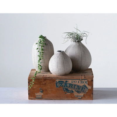 Stoneware Textured Vases, 3 styles