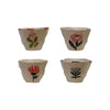 6 oz. Hand-Painted Stoneware Cup/Bowl with Flower Image, 4 Styles