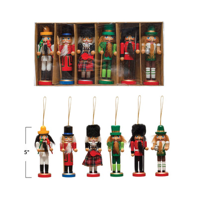 5"H Pine Wood Nutcracker Ornaments Set