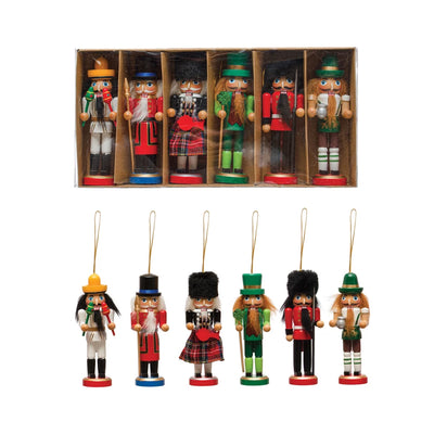 5"H Pine Wood Nutcracker Ornaments Set