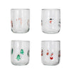 16 oz. Drinking Glass w/ Embedded Holiday Icon Pattern, 4 Styles