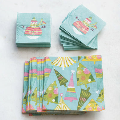 Paper Napkins w/ Christmas Tree Pattern