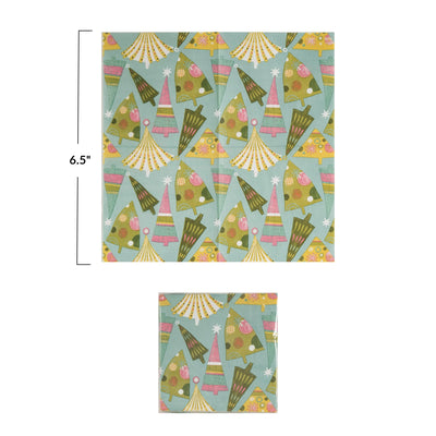 Paper Napkins w/ Christmas Tree Pattern