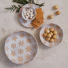 Stoneware Bowl w/ Wax Relief Snowflakes, Reactive Glaze