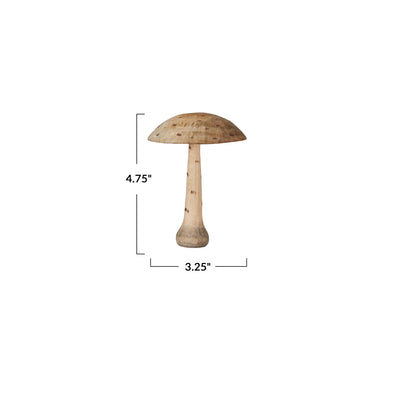 Carved Wood Mushroom w/ Dots, 2 sizes