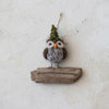 Handmade Wool Felt Owl w/ Tree Hat Ornament