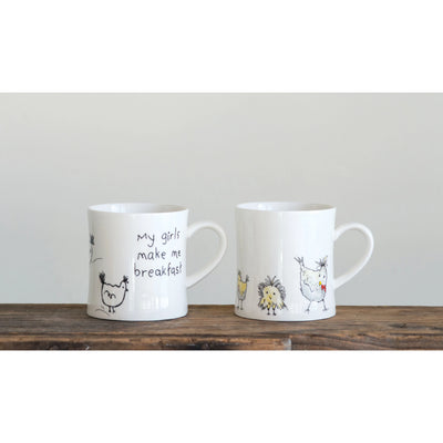 Stoneware Mug with Chickens, 2 Styles