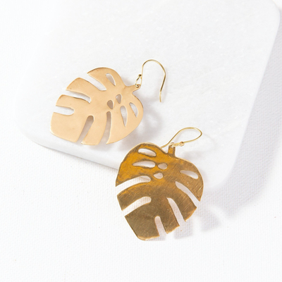 Flora Monstera Leaf Earrings