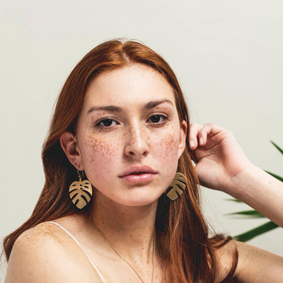 Flora Monstera Leaf Earrings